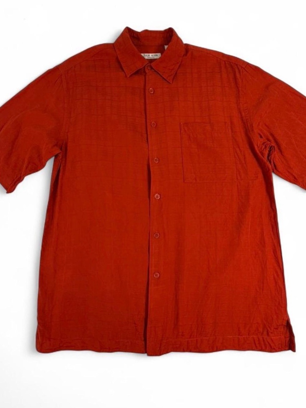 Silk Icon Red Orange Button Down Shirt